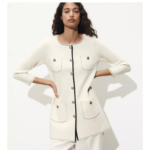 NWT Long Two Tone Designer Cardigan S. L - Picture 1 of 8